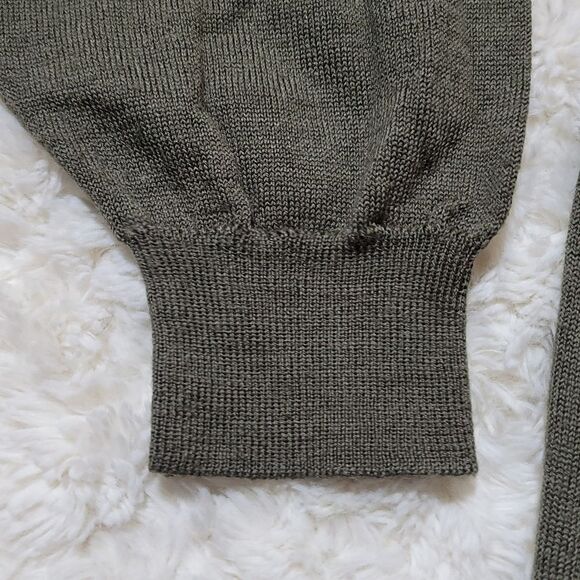 Fiji Italy Green Crew Neck Wool Blend Lightweight Ribbed Men's Sweater - Picture 6 of 7